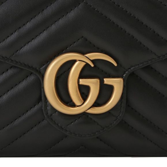 Gucci Shoulder Bag GG Marmont Black Quilted Chevron - Picture 7 of 7